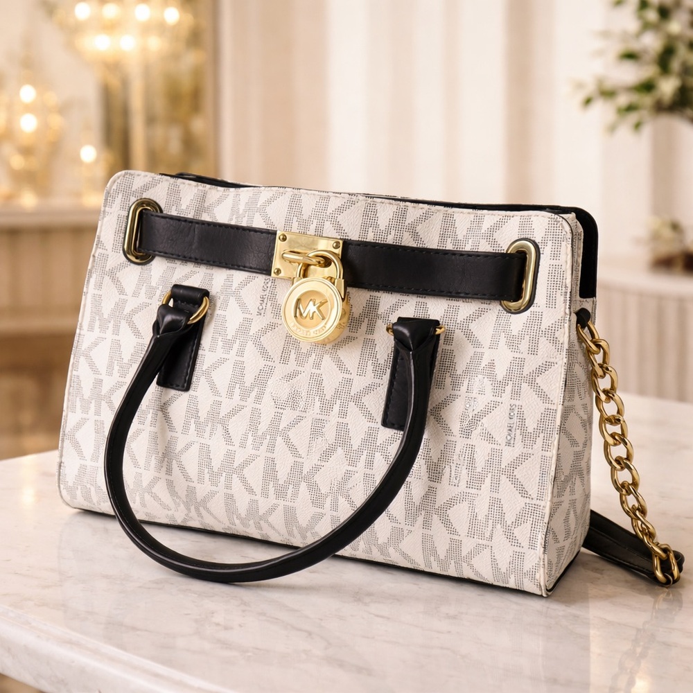 Michael Kors Women’s Dark Blue and white Belted Satchel